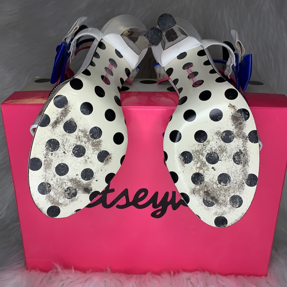 Betseyville Heels – Colorful Strappy Sandals – Bow Accent – Statement Shoes - Picture 5 of 6